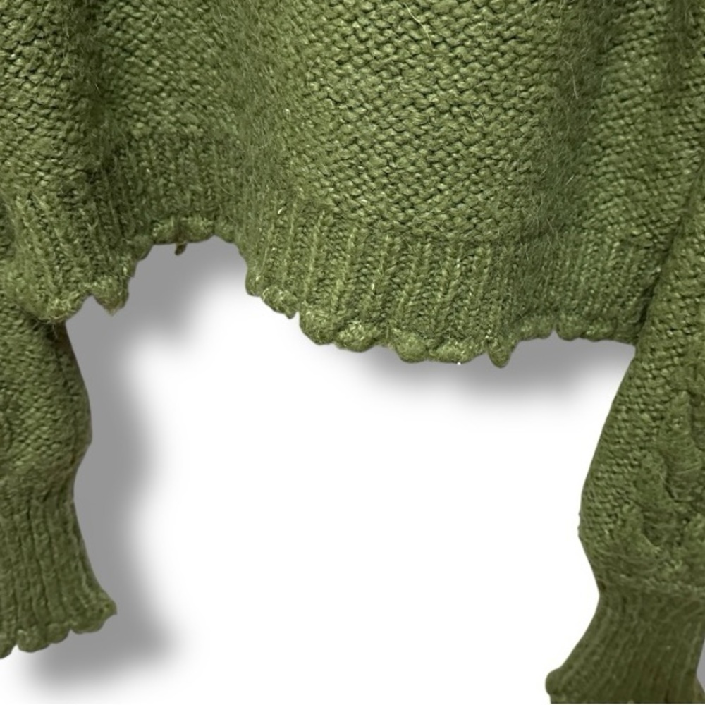 176 Dilvin | Turkey EUC Knit Bobble Olive Green Cable Cardigan Sweater (size M) - Picture 7 of 10